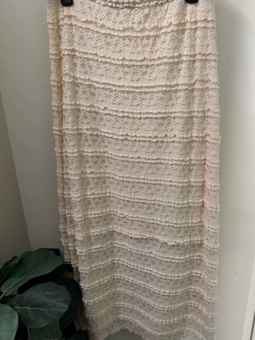 Max Studio Ivory Lace Tiered Maxi Skirt